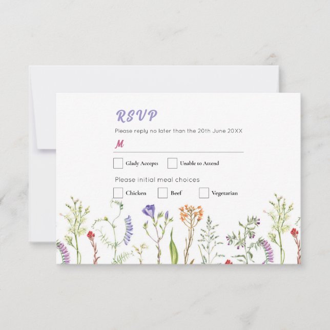 RSVP Wedding Wildflower Floral Ditsy Invitation (Front)
