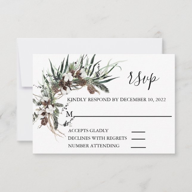 RSVP Wedding Winter Cotton Foliage Christmas (Front)