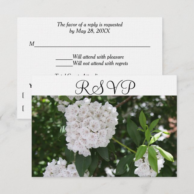 RSVP White Wedding Mountain Laurel Card (Front/Back)
