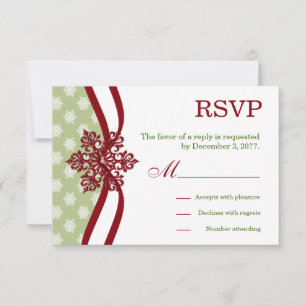 RSVP Winter Wedding Cranberry Light Sage Card
