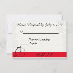 RSVP with Antique Bicycle on White Peacock Backgro Card