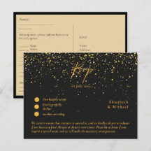 RSVP with Menu Template | Black Gold 