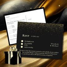 RSVP with Menu Template | Black Gold 