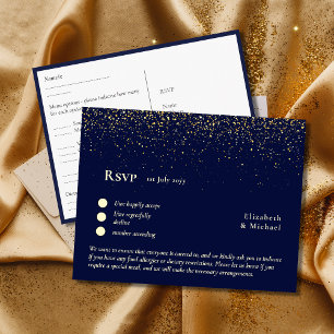 RSVP with Menu Template   Navy Blue Gold Postcard