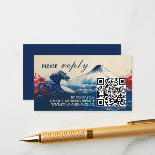 RSVP with QR code Japonesque Harmony with Fuji Enclosure Card