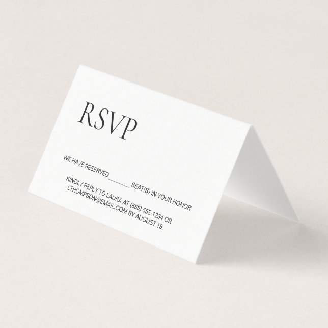 RSVP without mailing Reserved Seat Simple folded (Front)