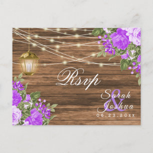 RSVP - Wood, Lanterns and Purple Flower Postcard