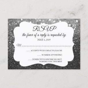 RSVP Your Day Glitter Fab Black Silver Card