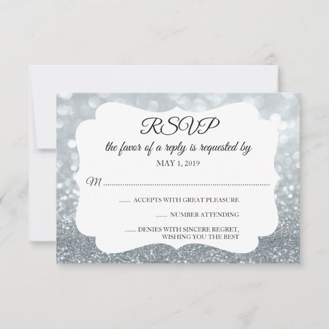 RSVP Your Day Glitter Fab Silver Card (Front)