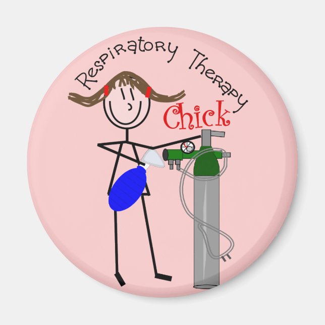 RT Chick O2 Tank and Ambu Bag Stick People Magnet (Front)