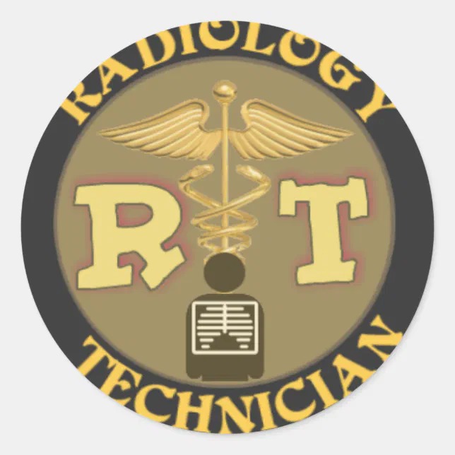 Rad Tech Emblem RT RADIOLOGY TECHNICIAN BADGE - LOGO CLASSIC ROUND STICKER | Zazzle