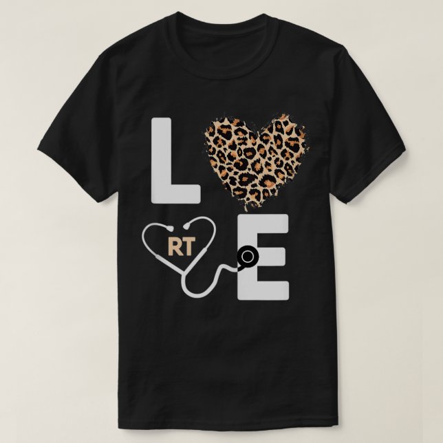 RT Respiratory Therapist Nursing Cheetah Leopard H T-Shirt (Design Front)