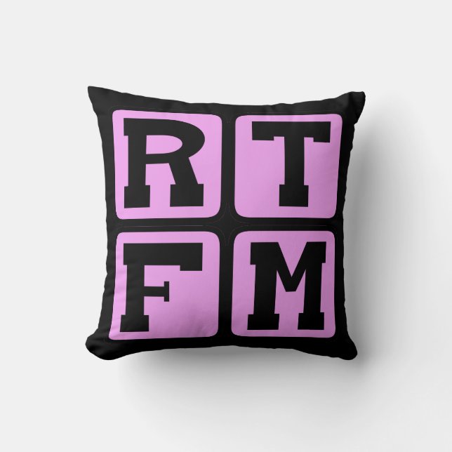RTFM Read The #$%%^ Manual Internet Slang Acronym Cushion (Front)