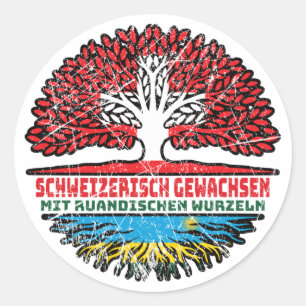Ruanda Ruandisch Schweizer Schweiz Baum Wurzel Classic Round Sticker