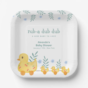 Rub A Dub Dub Cherry Mummy Duck Baby Shower Paper Plate