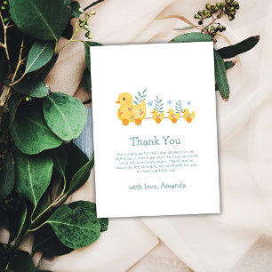 Rub A Dub Dub Cherry Mummy Duck Baby Shower Thank You Card