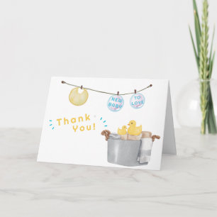 Rub A Dub Dub Clothesline Rubber Duck Baby Shower Thank You Card