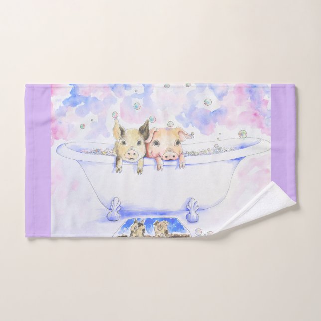 Rub a Dub Dub Piggies in the Tub Painting Bath Towel Set (Hand Towel)
