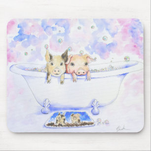 Rub a Dub Dub Piggies in the Tub Painting Mouse Mat