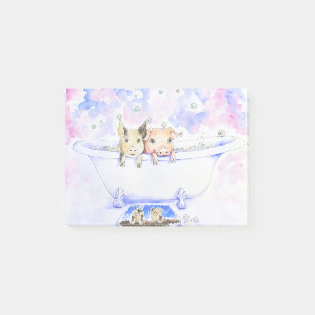 Rub a Dub Dub Piggies in the Tub Painting Post-it Notes (Front)