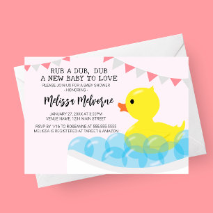 Rub A Dub Dub, Rubber Ducky Baby Shower Invitation
