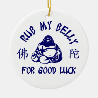Rub my Buddha Belly for good luck Ceramic Tree Decoration