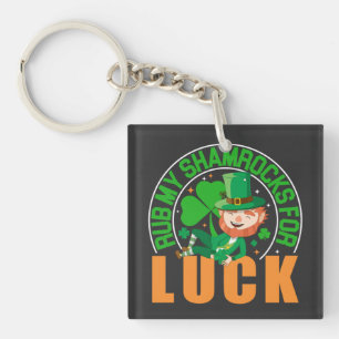 Rub My Shamrocks For Luck  Funny St Patrick's Day Key Ring