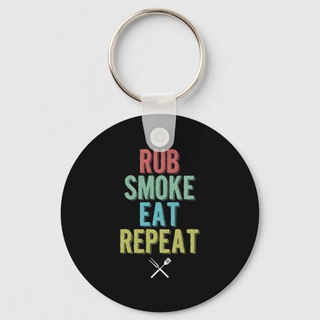 Rub Smoke Barbecue Party Its Grill Time Key Ring (Front)