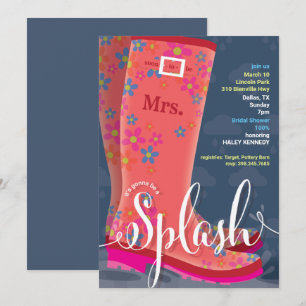 Rubber Boot Splash Bridal Shower Invitation