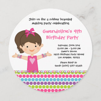 Rubber Bracelet Birthday Party Invitation