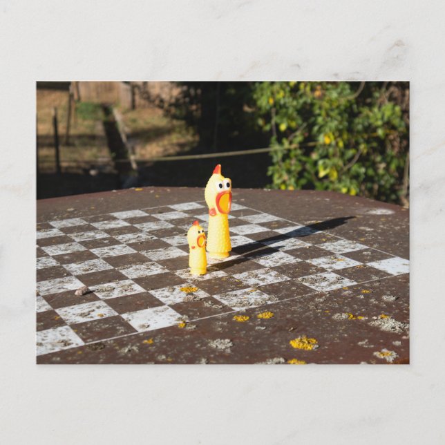 Rubber Chicken Chess Game Postcard (Front)