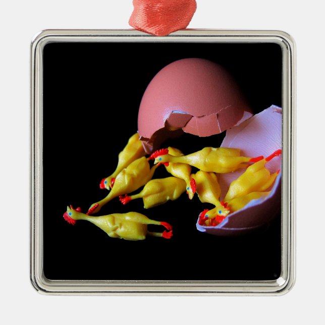 Rubber Chicken Hatchling Metal Tree Decoration (Front)