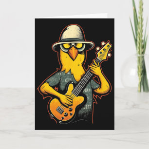 Rubber Chicken Playing B Guitar Bist Electric Card