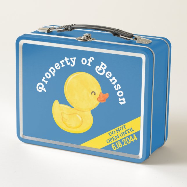 Rubber Duck 1st Birthday Time Capsule Lunch Box (Front)