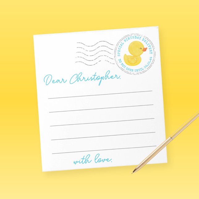Rubber Duck 1st Birthday Time Capsule Note Sheets (Watercolor Rubber Duck Time Capsule First Birthday or Wishes for Baby Note Sheets)