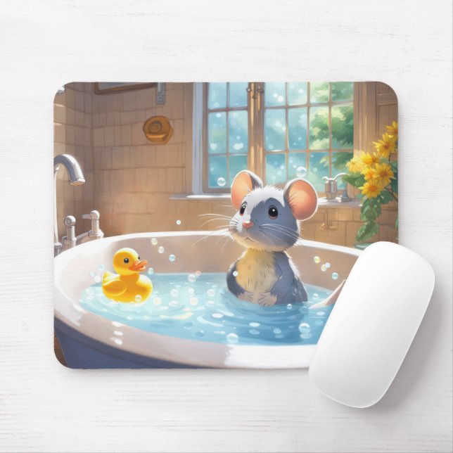 Rubber Duck and Mouse In Tub  Mouse Mat (With Mouse)