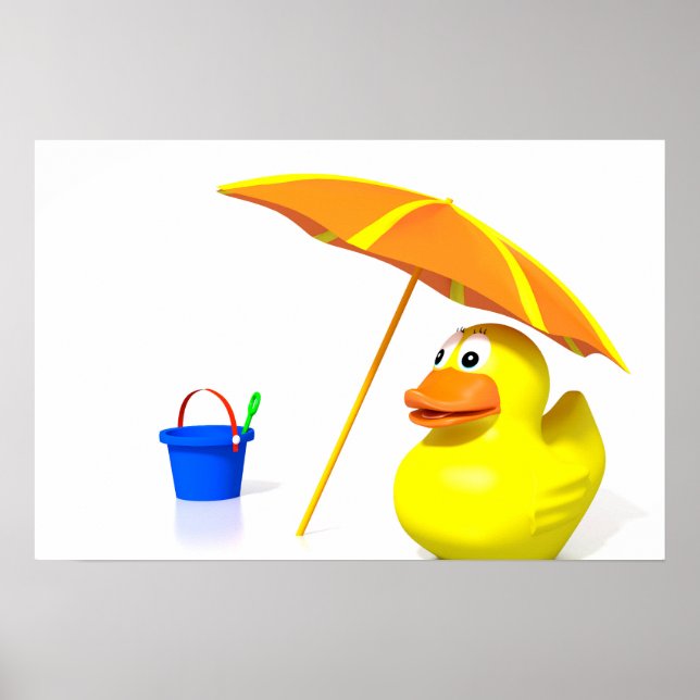 Rubber duck at the beach poster (Front)