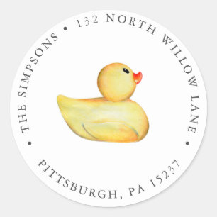 Rubber Duck Baby Return Address Classic Round Sticker