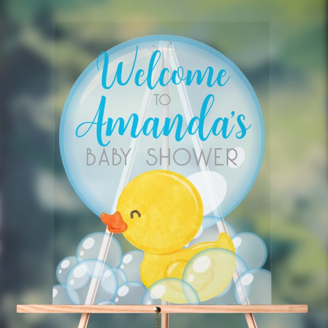 Rubber Duck Baby Shower Acrylic Welcome Sign (Neutral)