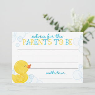 Rubber Duck Baby Shower Advice for Parents Cards