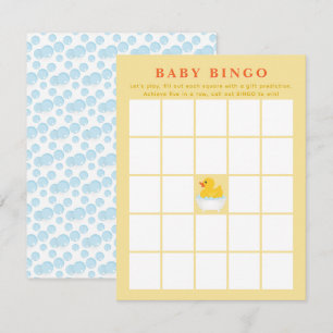 Rubber Duck Baby Shower Bingo Card   Cute Ducky Ga