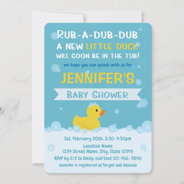 Rubber Duck Baby Shower Gender Neutral Invitation (Front)
