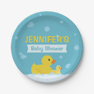 Rubber Duck Baby Shower Gender Neutral Paper Plate
