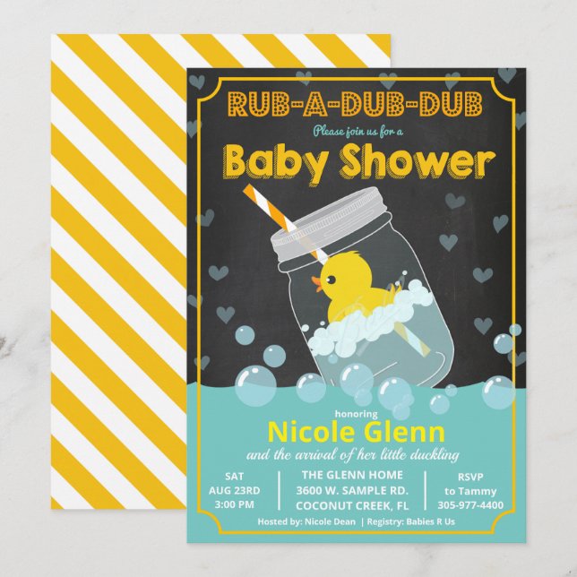 Rubber Duck Baby Shower Invitation (Front/Back)