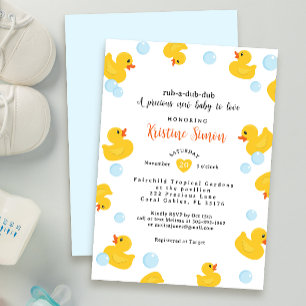 Rubber Duck Baby Shower Invitation   Yellow Duck &