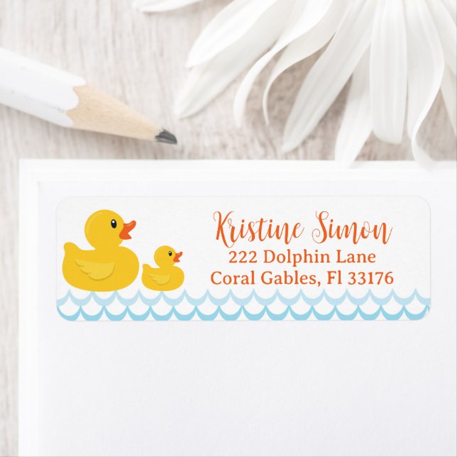 Rubber Duck Baby Shower Label – Gender Neutral Yel (Insitu)