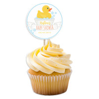 Rubber Duck Baby Shower Sticker | Blue Bubble Bath