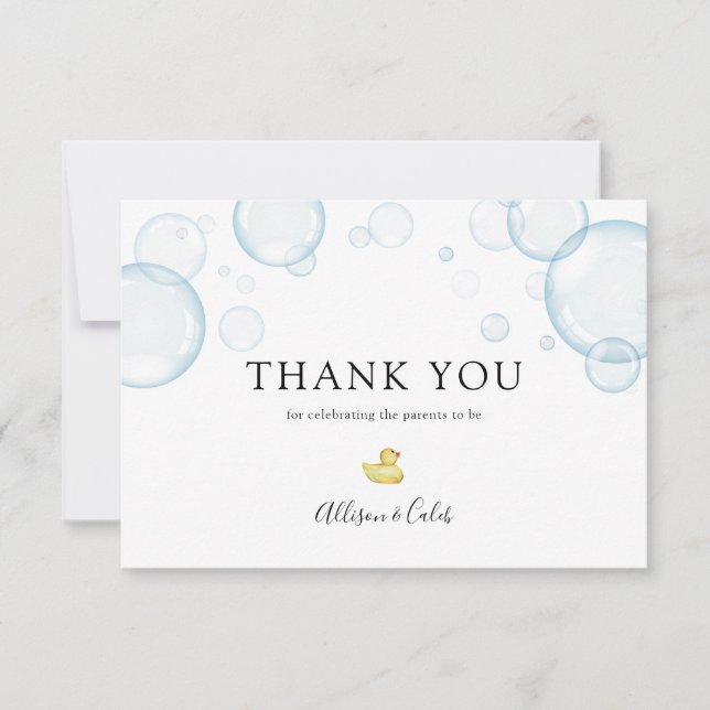 Rubber Duck Baby Shower Thank You Card (Front)