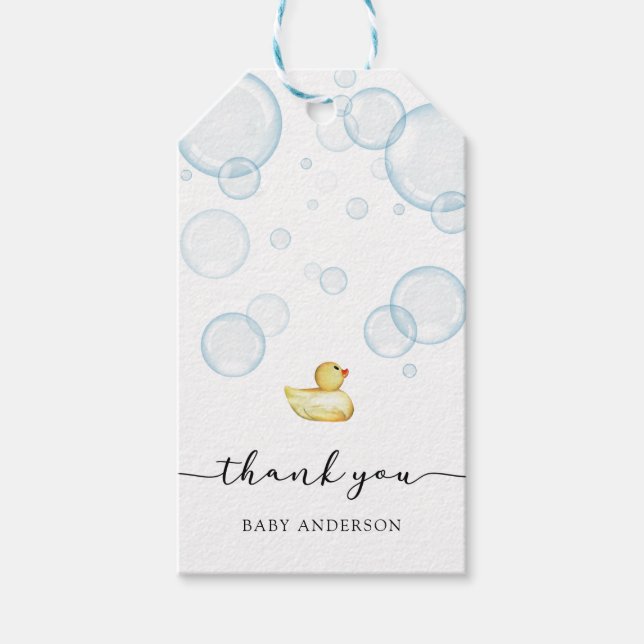 Rubber Duck Baby Shower Thank You Favour tag (Front)