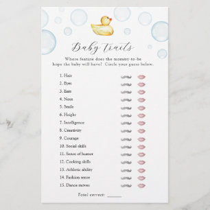 Rubber Duck Baby Traits Shower Game